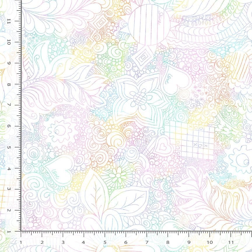 Extra Wide Backing 108" Wide back Doodle Floral Pastel Timeless Treasures Cotton Fabric TT-XCHARISM-CD3840-PASTEL | US Fabric Shop