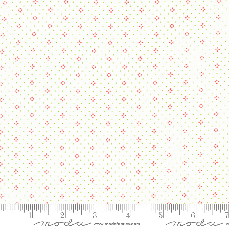 Eyelet Basic Dot Ivory Cream and Holly Green Fig Tree & Co. Moda Cotton Fabric MD-20488-86