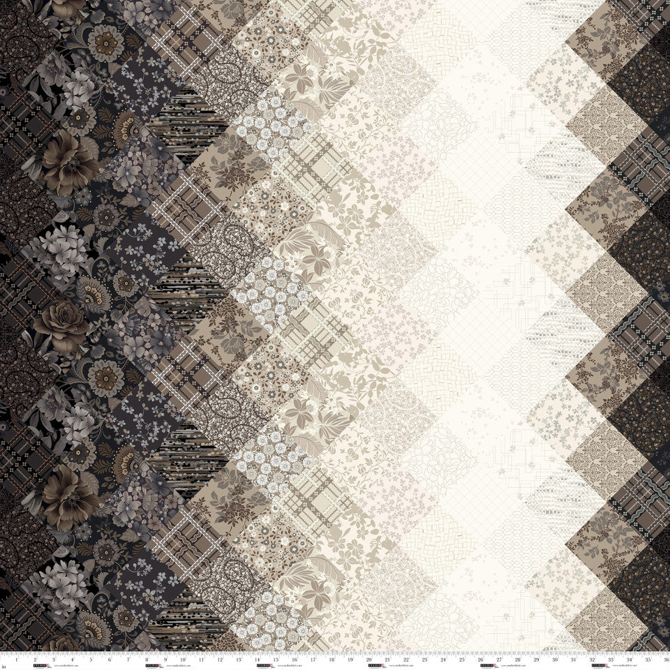 Field of Seams: Bittersweet 18" Cheater Quilt Cappuccino Judy Gauthier Studio E Cotton Fabric SE-8552-35