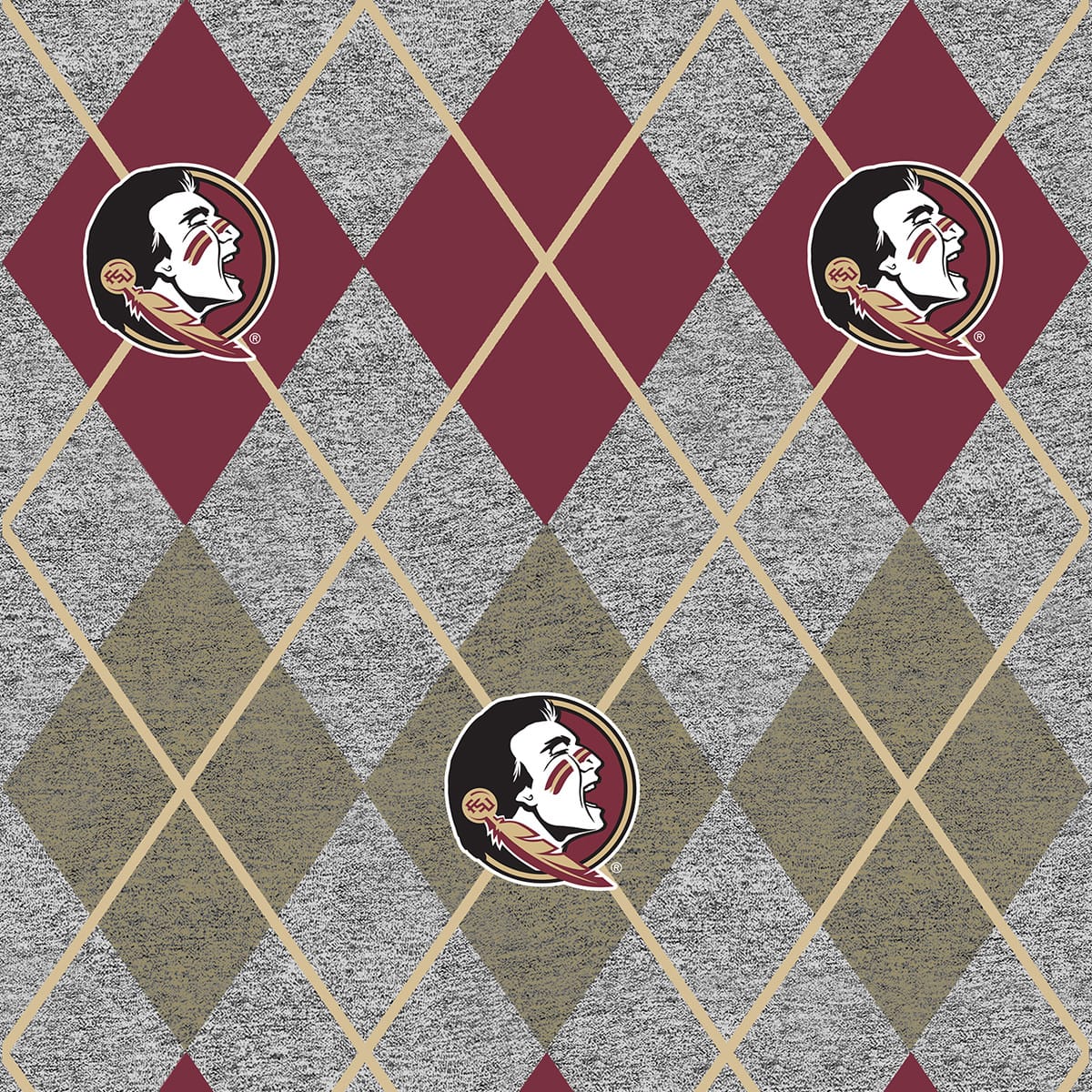 Florida State Seminoles NCAA College Heather Argyle Sykel Enterprises Polyester Fleece Fabric FSU-1148 | US Fabric Shop
