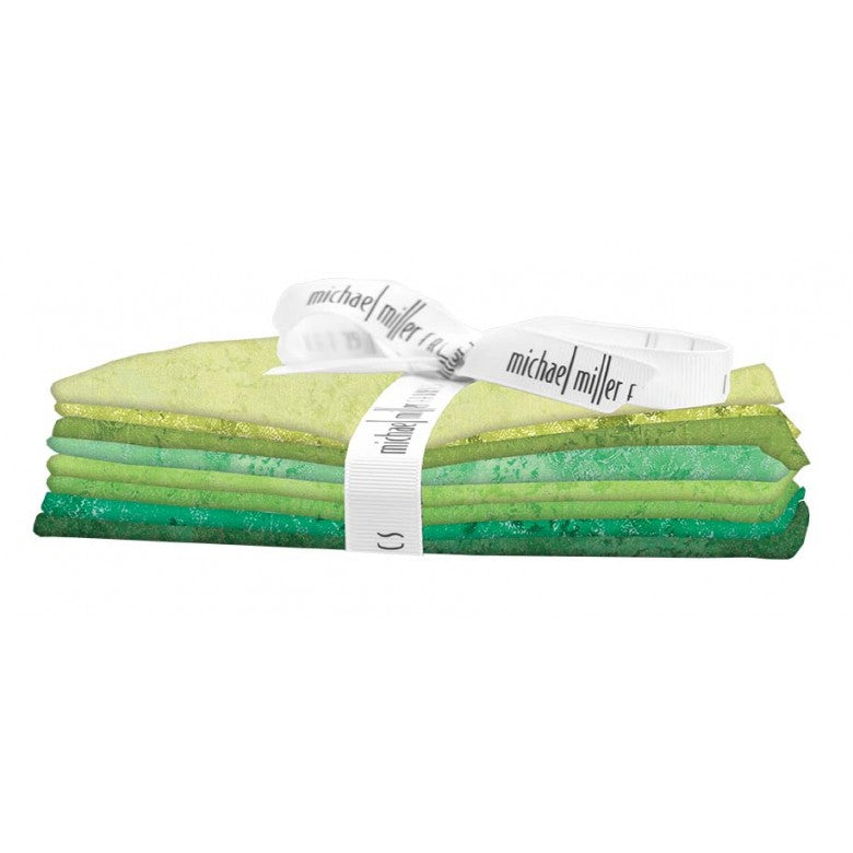 Fairy Frost Fauna Green Pearlized Metallic Fat Quarter Bundle 18"x21" 8 pcs Michael Miller Cotton Fabric MM-FQ0340