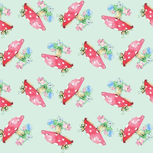 Fairy Garden Tossed Mushrooms Multi Nicola Mason Studio E Cotton Fabric