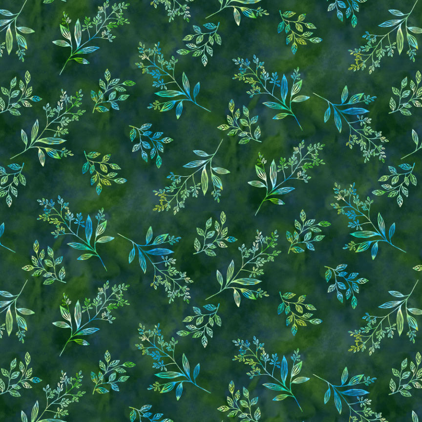 Fairytale Forest Sprigs Forest Green Color Principle Henry Glass Cotton Fabric