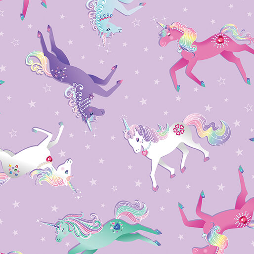 Fairytale Dreams Magical Unicorns in Lilac Purple Kanvas Studio Benartex Cotton Fabric BE-14523-65