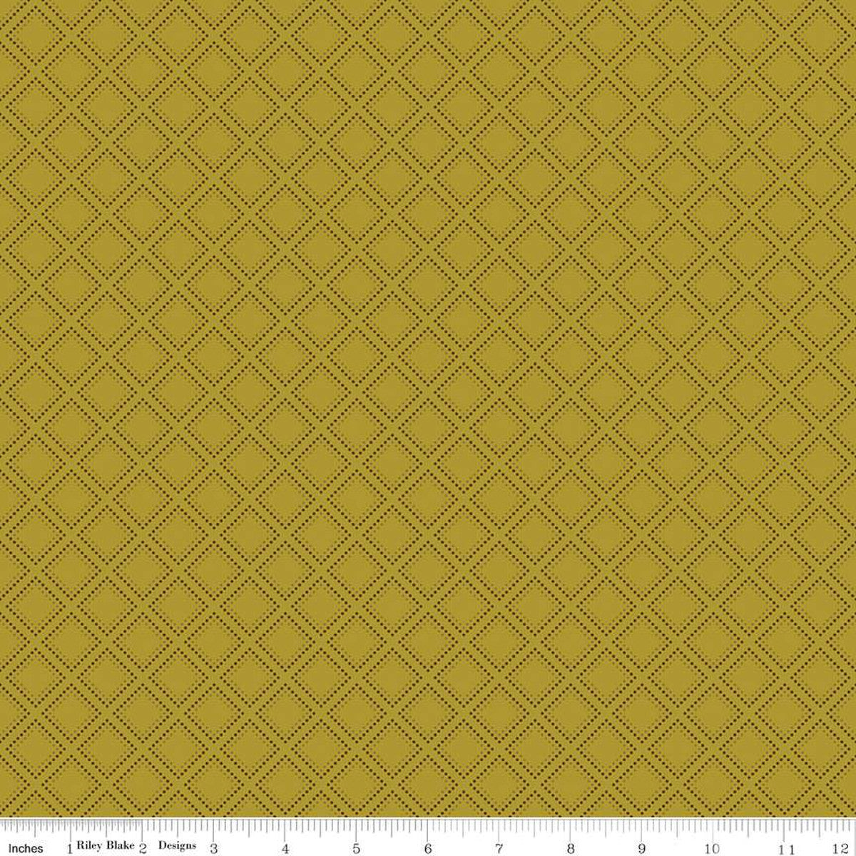 Fall's in Town Grid Green Sandy Gervais Riley Blake Designs Cotton Fabric