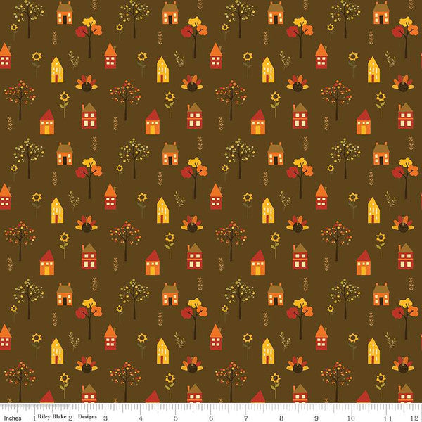 Fall's in Town Village Brown Sandy Gervais Riley Blake Designs Cotton Fabric