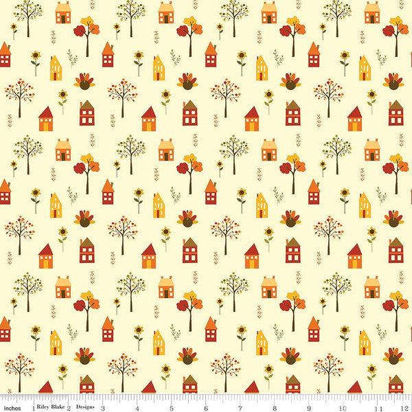 Fall's in Town Village Cream Sandy Gervais Riley Blake Designs Cotton Fabric