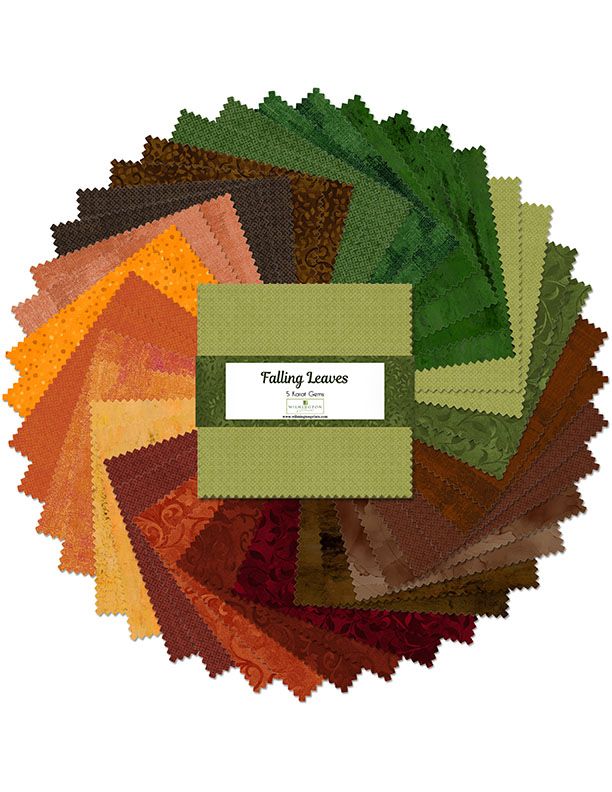 Falling Leaves 5" Squares Karat Gems Wilmington Prints Cotton Fabric