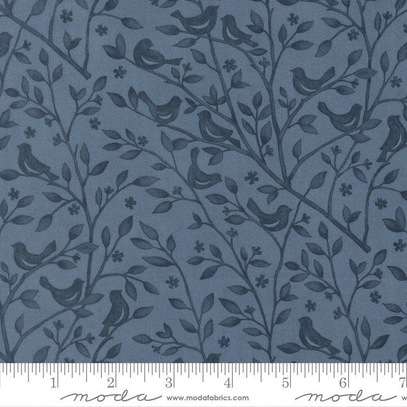 Family Tree Birds Branches Monotone Dusk Deb Strain Moda Fabrics Cotton Fabric MD-56161-16 | US Fabric Shop