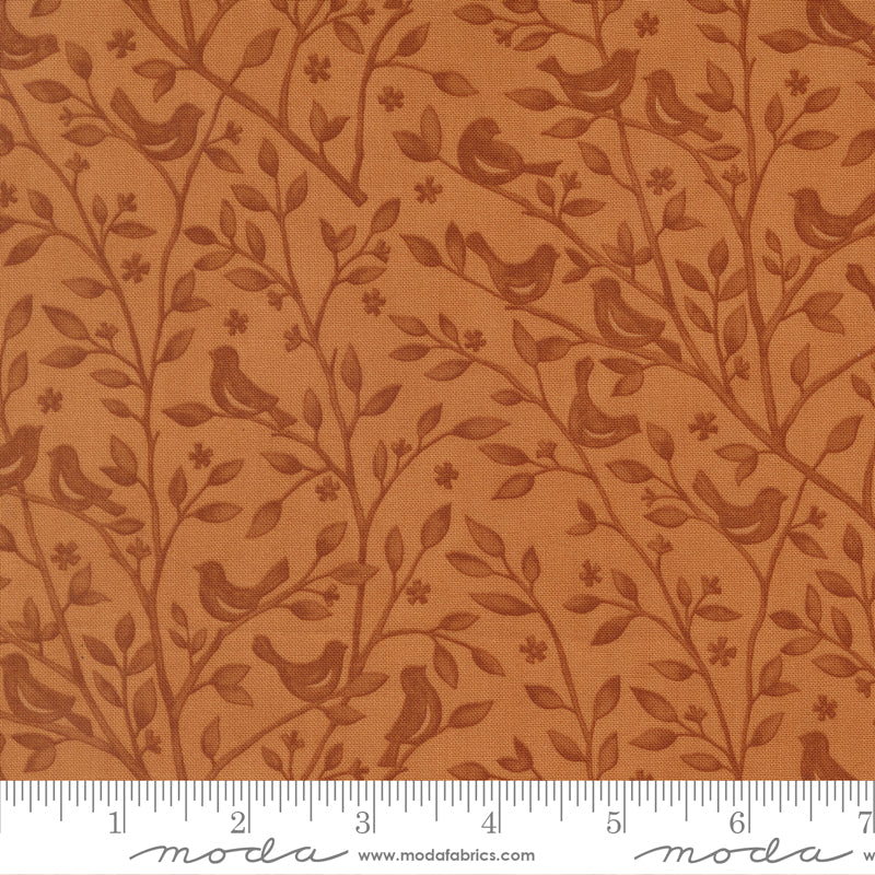 Family Tree Birds Branches Monotone Ginger Deb Strain Moda Fabrics Cotton Fabric MD-56161-21