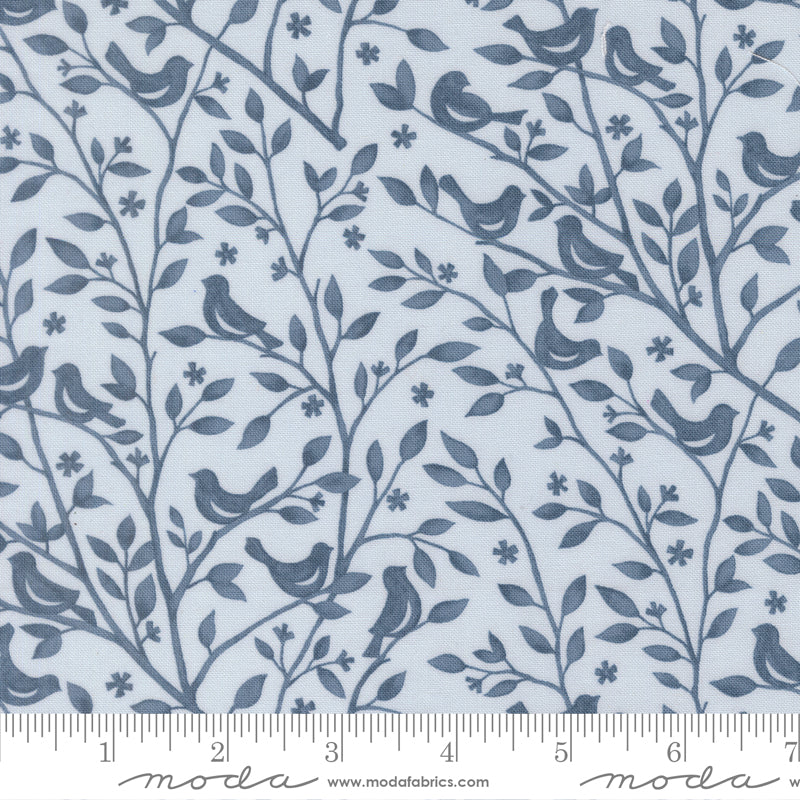 Family Tree Birds Branches Monotone Mist Deb Strain Moda Fabrics Cotton Fabric MD-56161-18