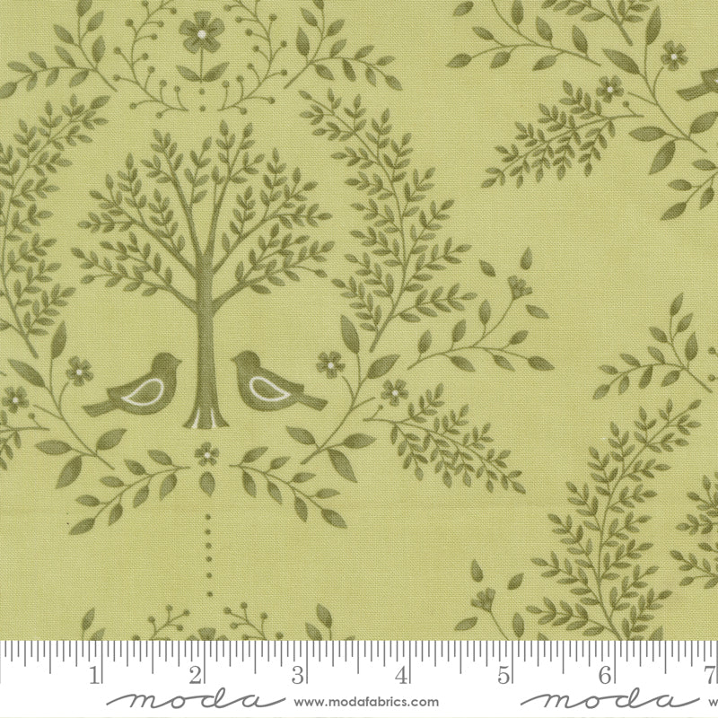 Family Tree Damask Birds Eucalyptus Deb Strain Moda Fabrics Cotton Fabric MD-56160-14