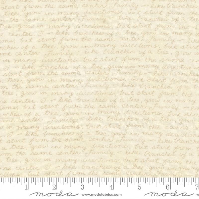 Family Tree Quote Text and Words Warm White Tonal Deb Strain Moda Fabrics Cotton Fabric MD-56165-21 | US Fabric Shop