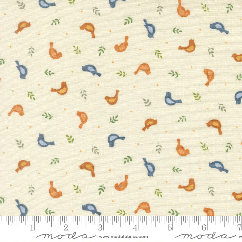 Family Tree Tossed Birds Novelty Warm White Deb Strain Moda Fabrics Cotton Fabric MD-56164-11