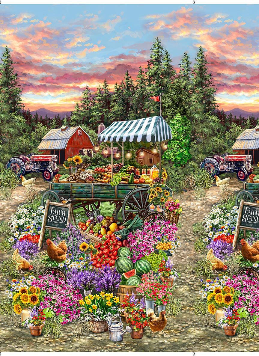 Farm Stand Panel 24" Dona Gelsinger Timeless Treasures Cotton Fabric