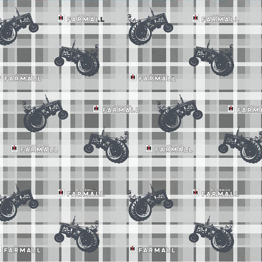 Farmall Country Living Plaid Tractors Quilting Cotton Fabric Farmall-10294-GRAY