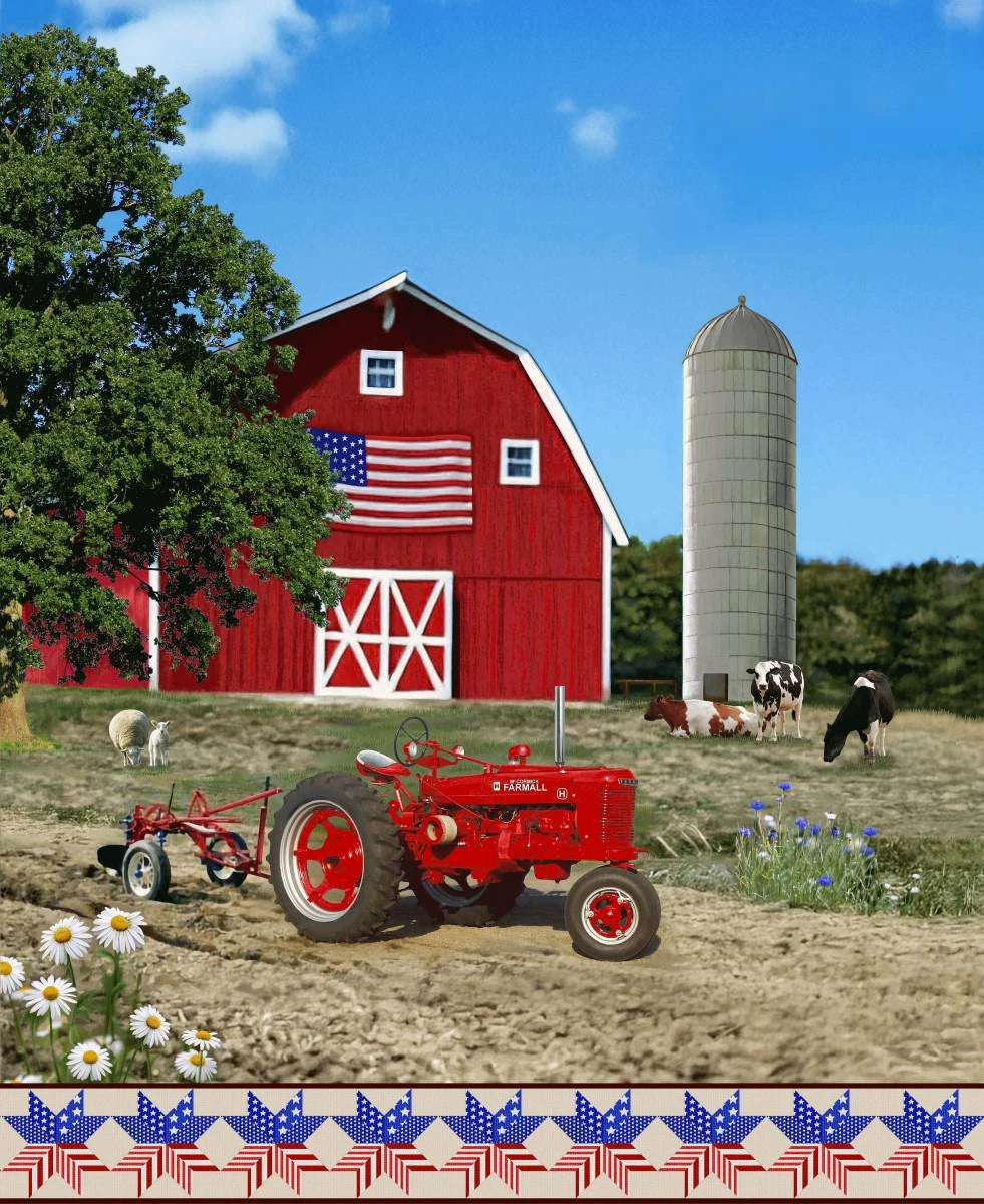 Farmall Farm Scenic Barns Tractors AE Nathan Cotton Fabric AEN-2868-86