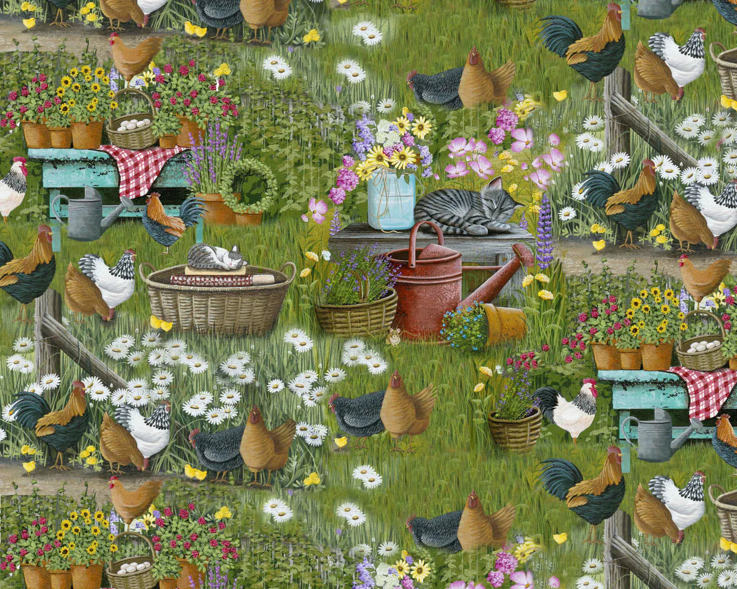 Farmall Farm Chickens & Kittens Sykel Enterprises Cotton Fabric SYK-10541 | US Fabric Shop