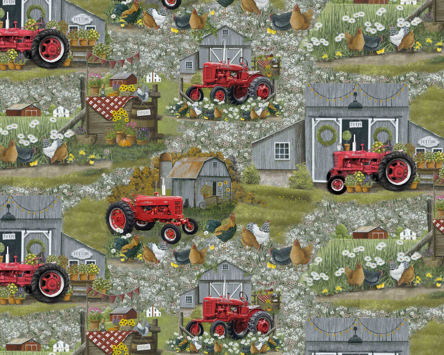 Farmall History Plank Scenic Sykel Enterprises Cotton Fabric SYK-10540 | US Fabric Shop