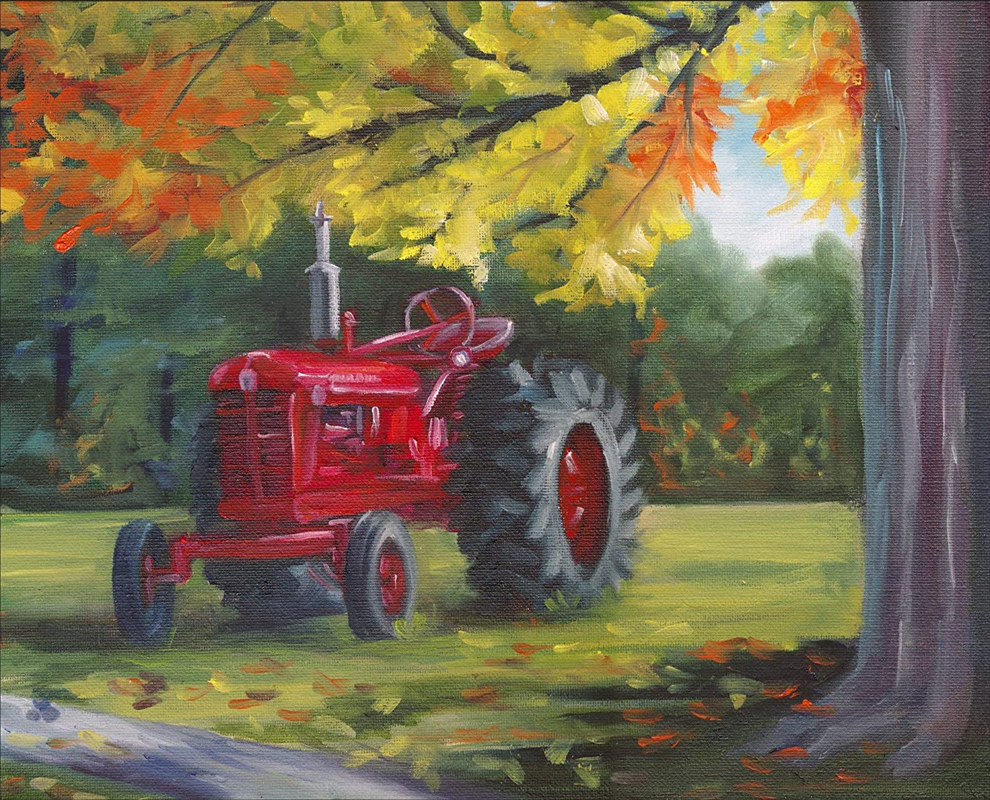 Farmall Splendor Red Tractor Panel 36" Multi Digitally Printed David Textiles Cotton Fabric DT-AL-3969-9C-1