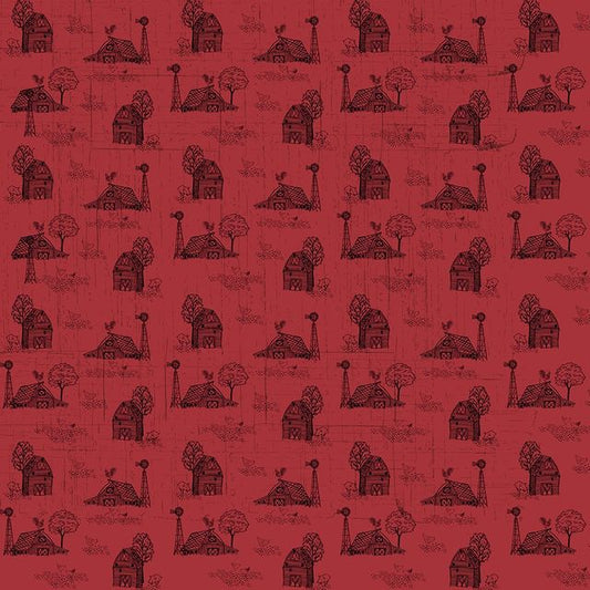 Farmall Toile Red Print Concepts Cotton Fabric