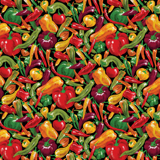 Farmer John's Garden Party Peppers Multi Paintbrush Studio Cotton Fabric PBS-120-13171