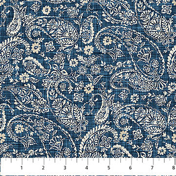 Farmhouse Sampler Paisley Navy Deborah Edwards Northcott Cotton Fabric NC-28607-49