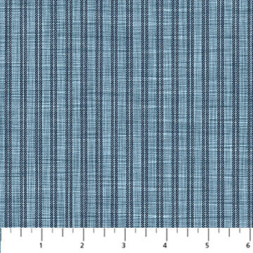 Farmhouse Sampler Ticking Stripe Blue Deborah Edwards Northcott Cotton Fabric NC-28609-44