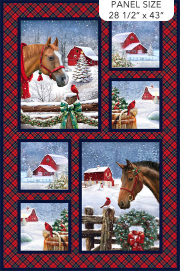 Farmstead Friends Block Panel 28" Red Multi Simon Treadwell Northcott Cotton Fabric