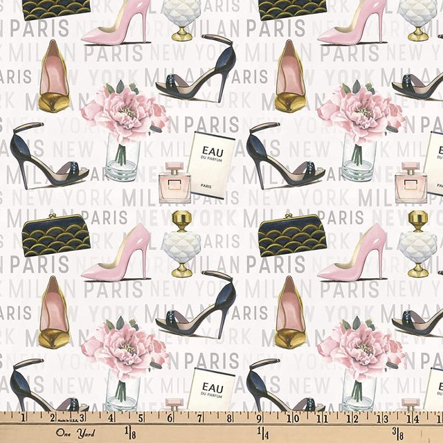 Fashion Glam Shoes Perfume White David Textiles Cotton Fabric DT-WA-5499-8C-1
