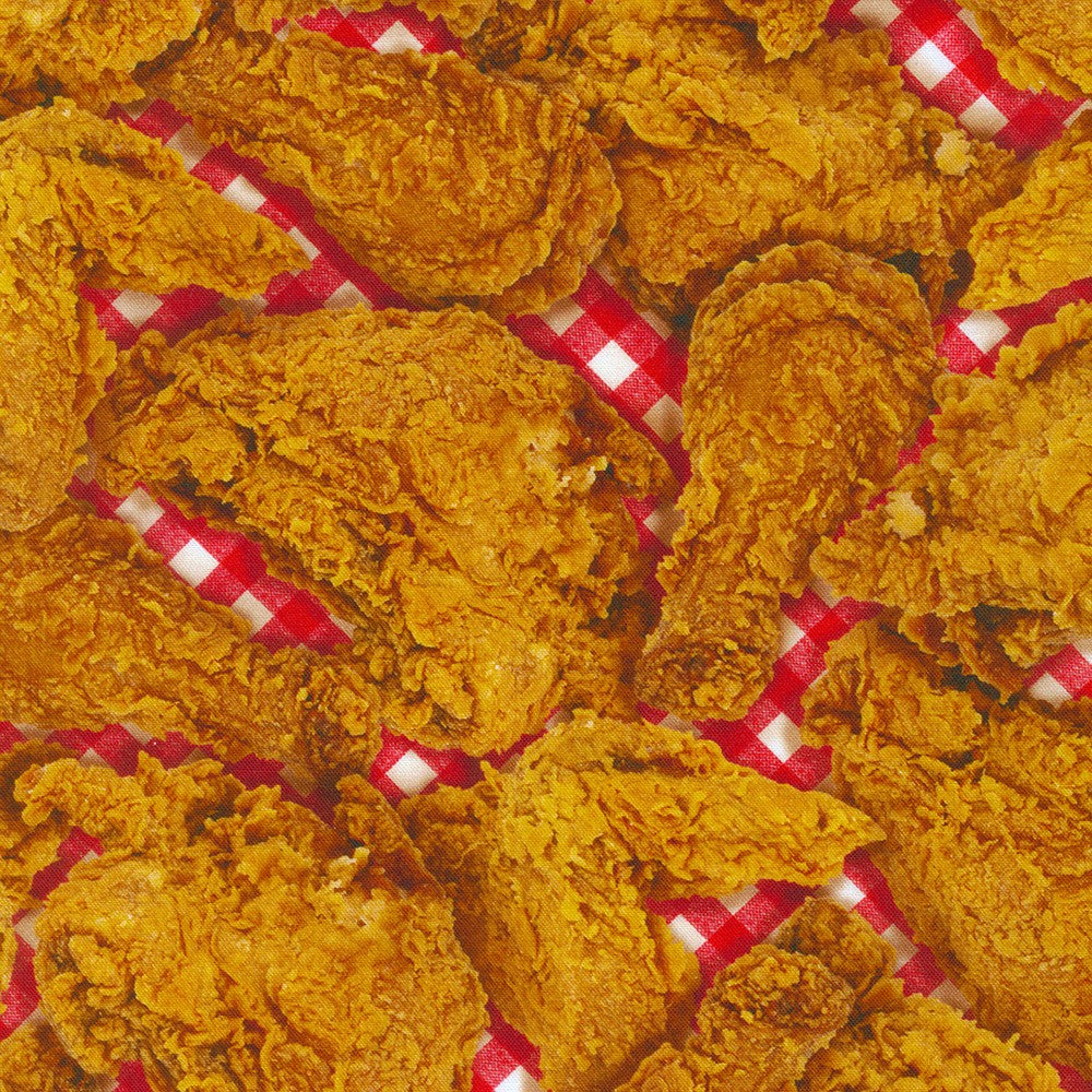 Feast Mode Fried Chicken Brown Robert Kaufman Cotton Fabric