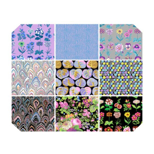 February 2025 Contrast Fat Quarter Bundle 18"x21" 9 pcs Kaffe Fassett Collective Free Spirit Cotton Fabric FS-FB4FQGP.CONTRASTFEB25