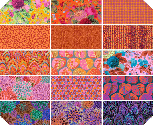 February 2025 Warm 5" Squares 42 pcs Kaffe Fassett Collective Free Spirit Cotton Fabric FS-FB6CPGP.WARMFEB25