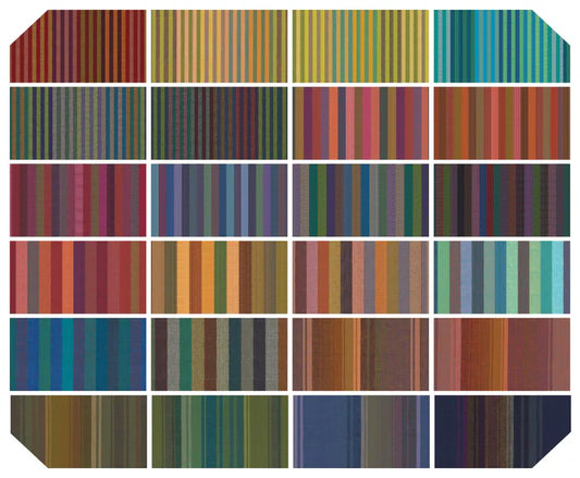 February 2025 Woven Stripes Fat Quarter Bundle 18"x21" 24 pcs Kaffe Fassett Collective Free Spirit Cotton Fabric FS-FB4FQKF.STRIPEWOVEN