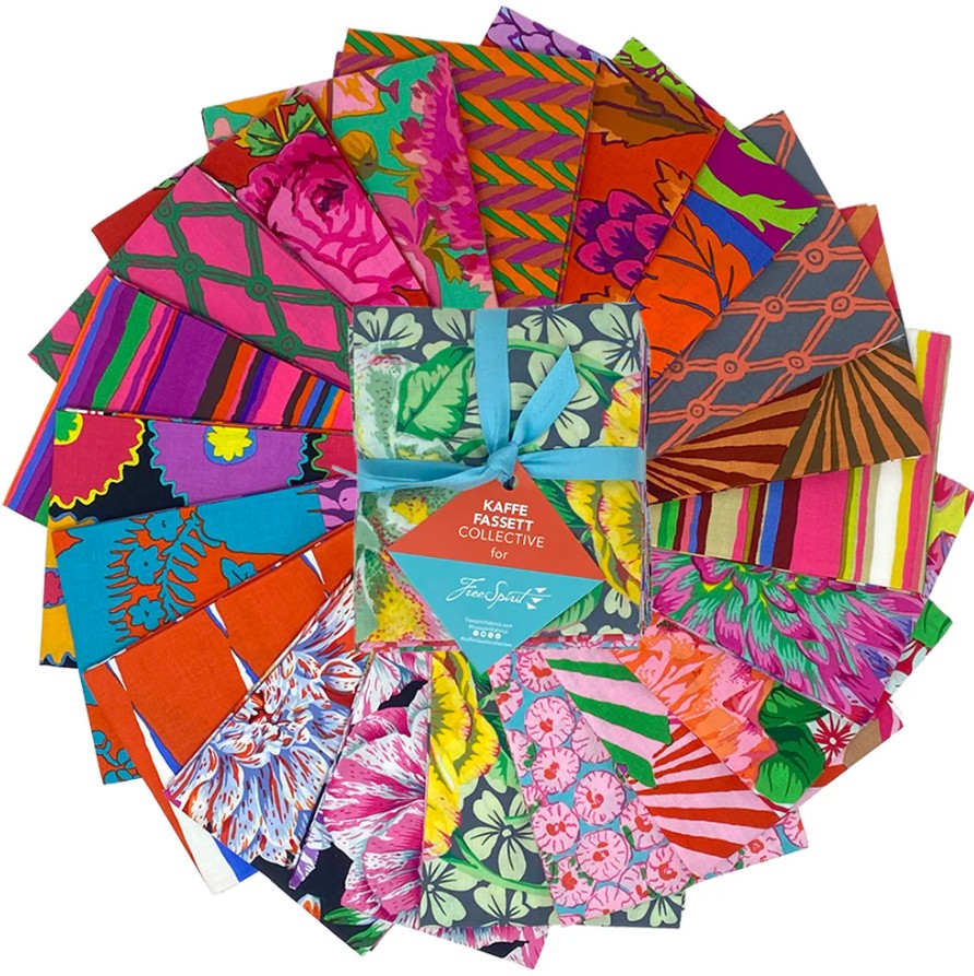 February 2026 Warm Fat Quarter Bundle 18"x21" 20 pcs Kaffe Fassett Collective Free Spirit Cotton Fabric FS-FB4FQGP.FEB26WARM