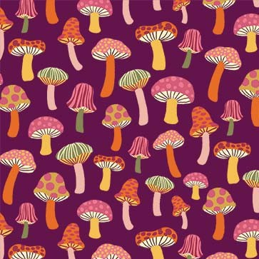 Feelin' Groovy Mushroom Medley Violet Michael Miller Cotton Fabric MM-DCX12469-VIOL-D