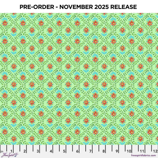 PRE-ORDER | NOV 2025 | Festival Diamond Green Odile Bailloeul Free Spirit Cotton 60s Fabric FS-PWOB122.GREEN