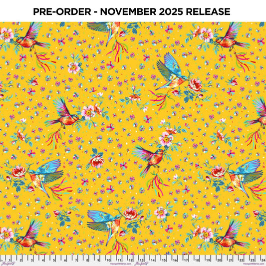 PRE-ORDER | NOV 2025 | Festival Flight Yellow Odile Bailloeul Free Spirit Cotton 60s Fabric FS-PWOB118.YELLOW