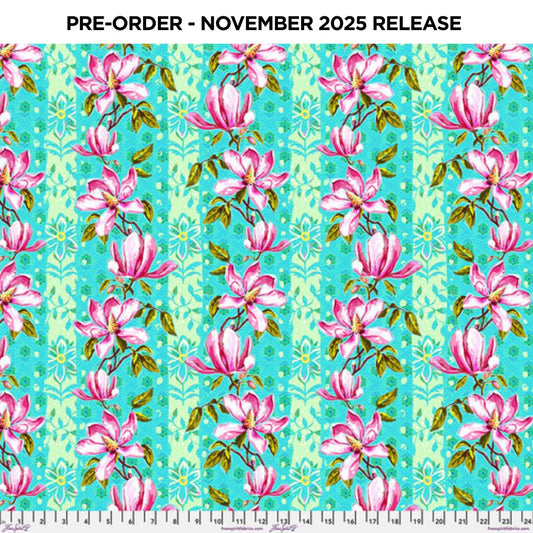 PRE-ORDER | NOV 2025 | Festival Magnolias Blue Odile Bailloeul Free Spirit Cotton 60s Fabric FS-PWOB119.BLUE