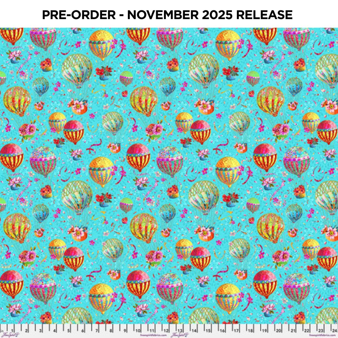 PRE-ORDER | NOV 2025 | Festival SM Balloons Blue Odile Bailloeul Free Spirit Cotton 60s Fabric FS-PWOB112.BLUE