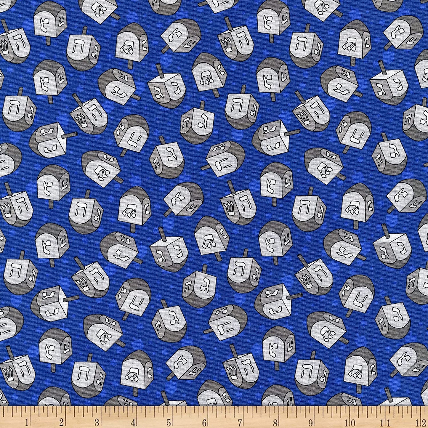 Festival of Lights Tossed Dreidels Royal Blue Athena Art Studios Henry Glass Cotton Fabric
