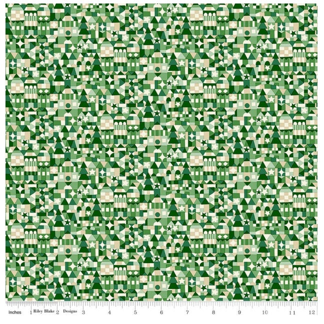 Festive Magic Festive Store C Green Cream White Liberty Fabrics Cotton Fabric LF-01667524C
