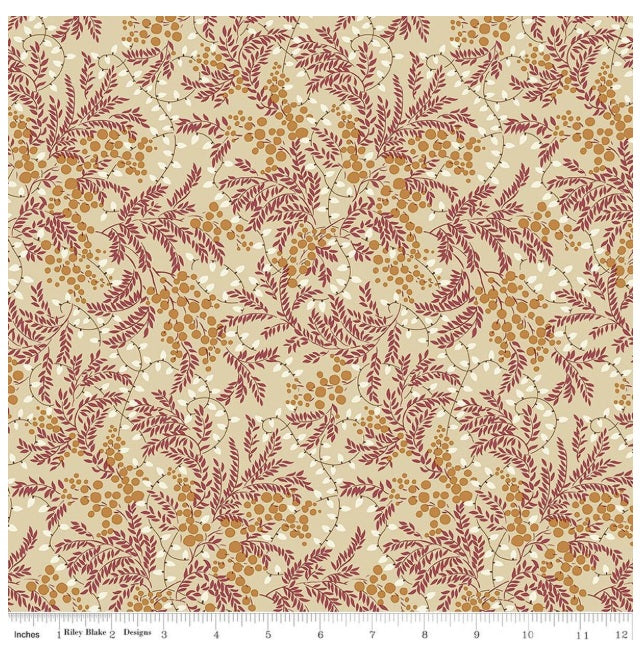 Festive Magic Twinkling Lights A Cream Golden Yellow Pink Berry Red Liberty Fabrics Cotton Fabric LF-01667523A