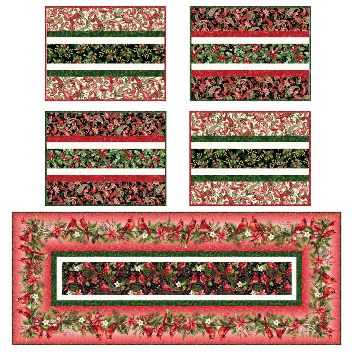 Free Pattern-Festive Season Table Set Holiday Feathers and Flourish Placemat Table Runner Studio E | US Fabric Shop