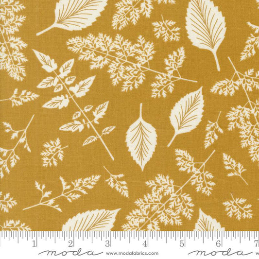 Field Of Flowers Leaf Pattern Blenders Block Print Goldenrod Gold Katharine Watson Moda Cotton Fabric
