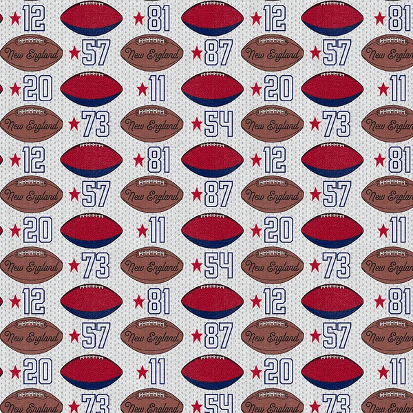 Field of Freedom New England Numbers Football Blue Red Paintbrush Studios Cotton Fabric PBS-120-26846