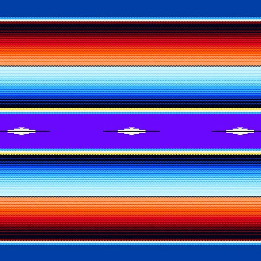Fiesta Royal Blue Serape Stripe Elizabeth Studio Cotton Fabric  ES-545 Royal