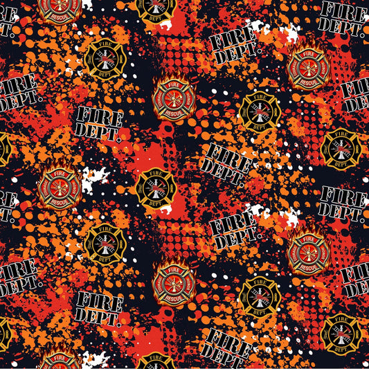 Firefighter / Fire Department Abstract Geo Print Design Sykel Cotton Fabric 1180-FF