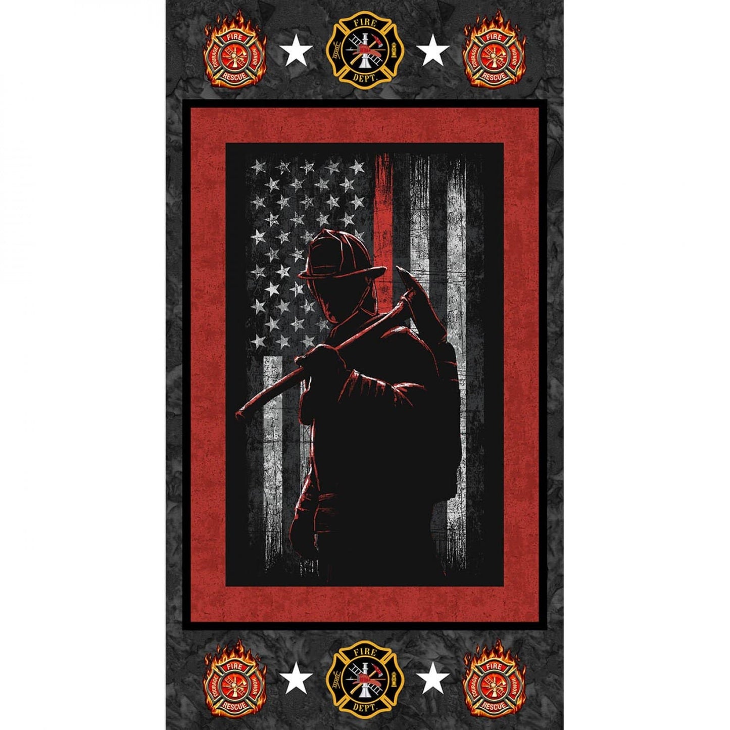 Firefighter Service Emergency Responder 24" Panel Print Concepts Cotton Fabric 1195-FF