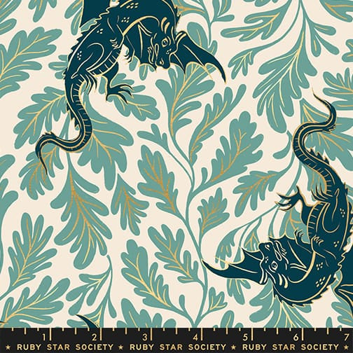 Fireglow Dragon Lair Watercress Green Sarah Watts Ruby Star Society Moda Fabrics Cotton Fabric MD-RS2132-13M | US Fabric Shop
